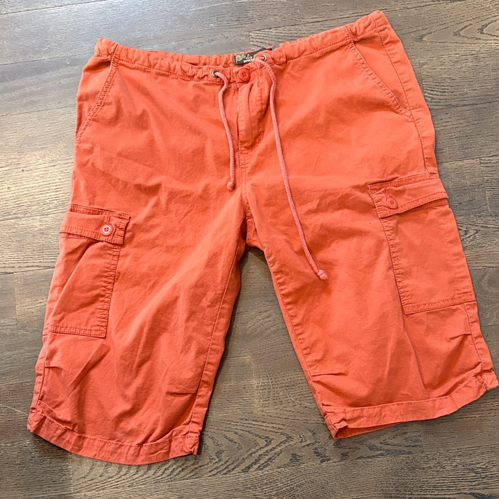 Prana Orange Cargo Drawstring Shorts
